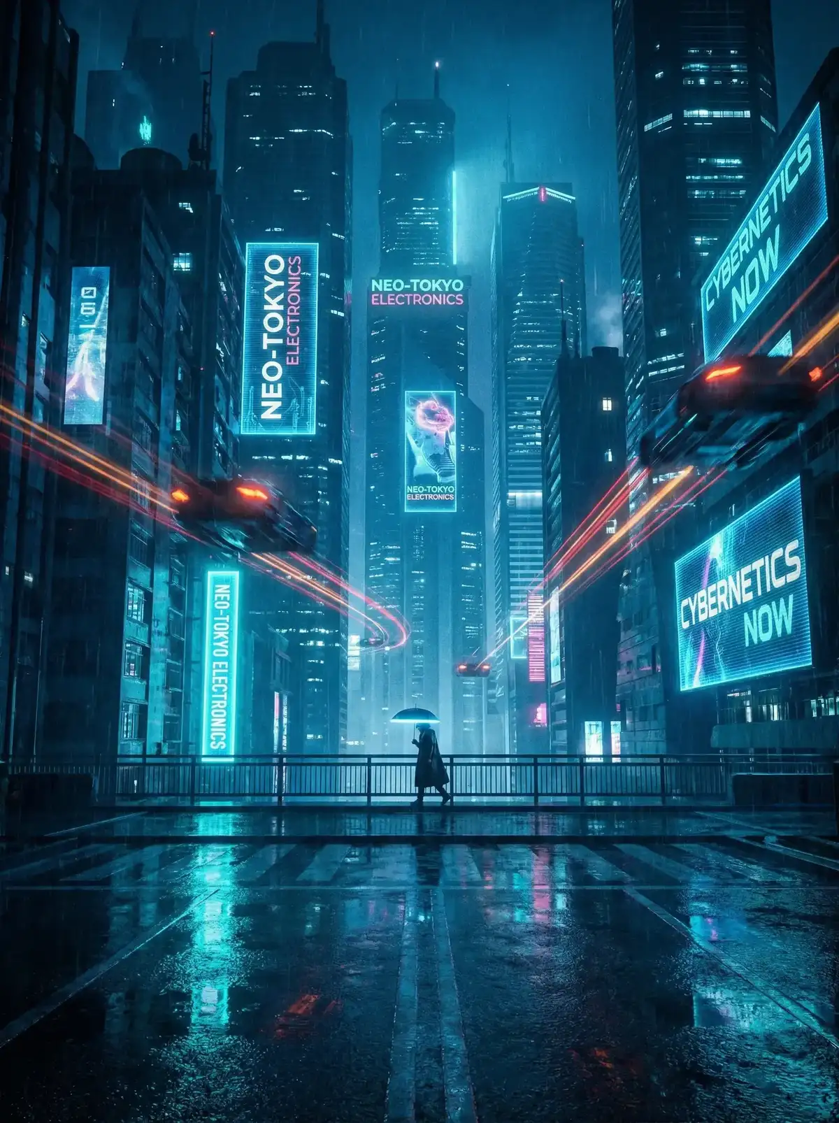 海角社 - 赛博朋克都市夜景与飞行器